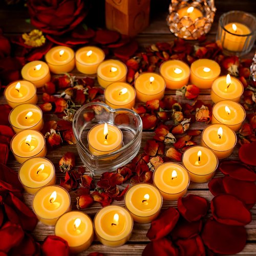10 Packs Beeswax Tealight Candles Bulk,6 Hours 100% Pure Beeswax Tea Lights Candle in Clear Cup,Natural Scent Bees Wax Candles Small Smokeless Clean Burning Perfect for Wedding Church Home Decor