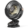 iNeibo 10000mAh Portable Clip on Fan, 90° Oscillating Fan, 8 Inch Rechargeable Battery Operated Desk Fan, Strong Airflow, 5 Speeds, Sturdy Clamp for Golf Cart Home Office Outdoor Travel (Black)