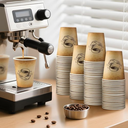 Clawsoff 12oz Disposable Paper Coffee Cups - Retro Design, Leak-Proof for Hot/Cold Beverages
