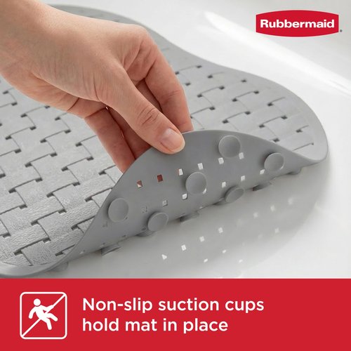 Rubbermaid INSTAMAT Bath Tub Shower Mat, Non-Slip Tub Mat with Suction Cups, Bath Mat Hangs on Showerhead for Quick Dry, 27.2 x 15.2 Inch, BPA-Free, Easy to Clean, for Inside Tub or Shower, Grey