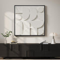 Regine Switzerland Large 3D Textured Framed White Abstract Wall Art - Modern Geometric Design 30x30 In