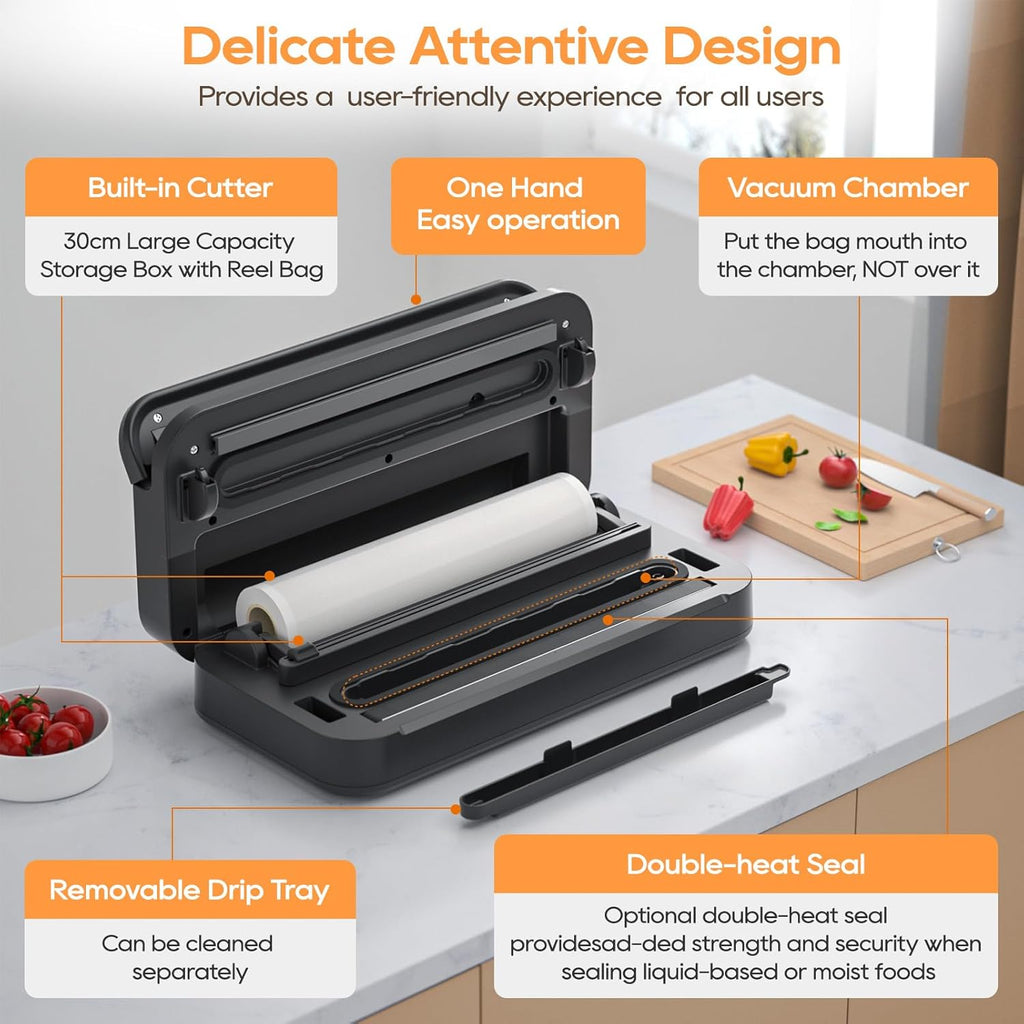 Vacuum Sealer Machine - 90Kpa Food Preservation with Dry, Moist & Liquid Modes | LED Indicator & Built-in Cutter
