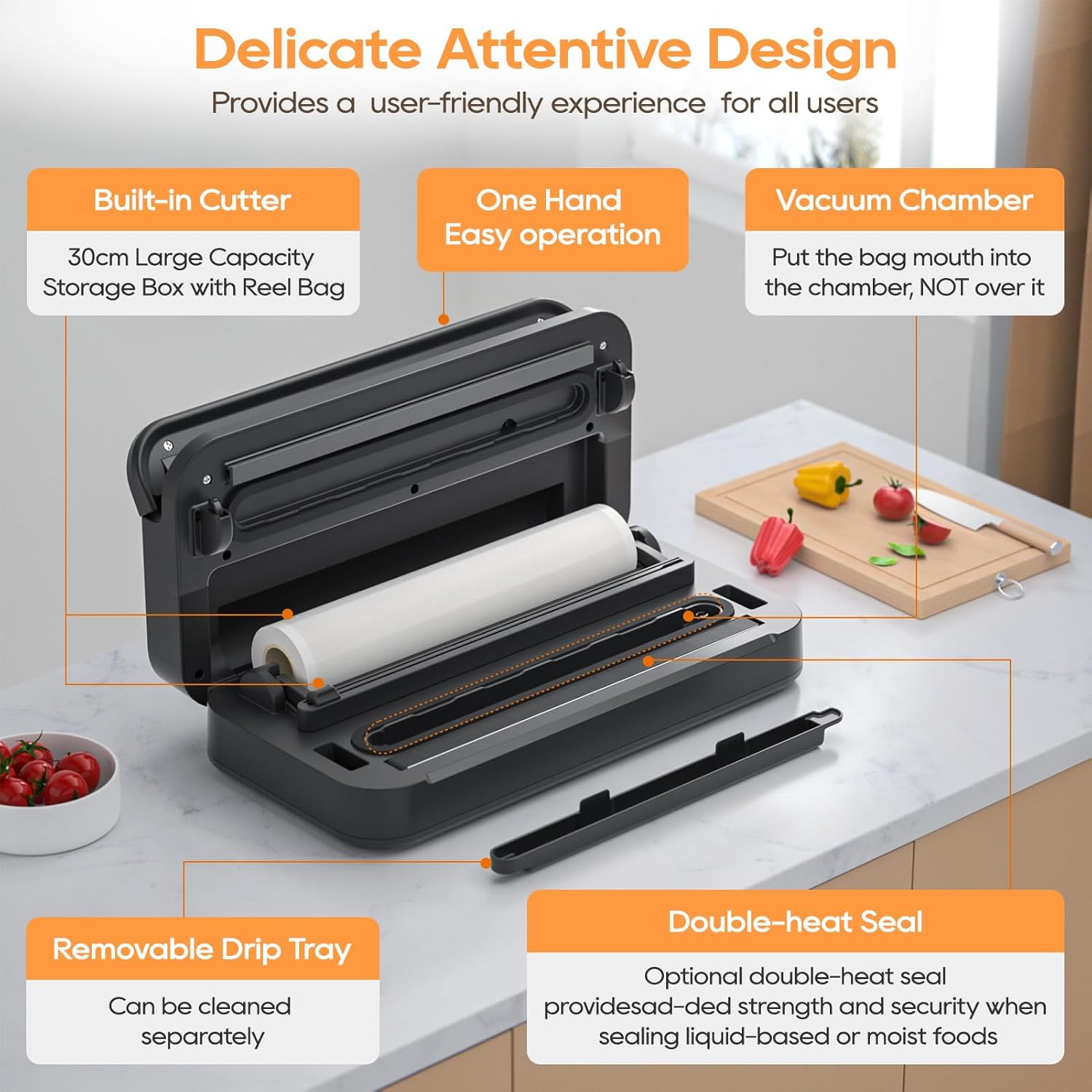 Vacuum Sealer Machine - 90Kpa Food Preservation with Dry, Moist & Liquid Modes | LED Indicator & Built-in Cutter
