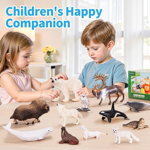 Arctic Polar Animal Figurines by [Brand Name] - 12 Realistic Plastic Toys | Includes Polar Bear, Orca & More