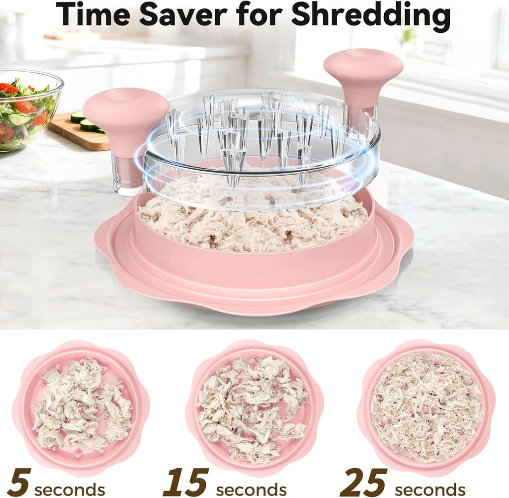 Ukeetap 10" Pro Chicken Shredder Tool - BPA-Free Meat Grinder with Anti-Slip Base & Ergonomic Handle, Pink
