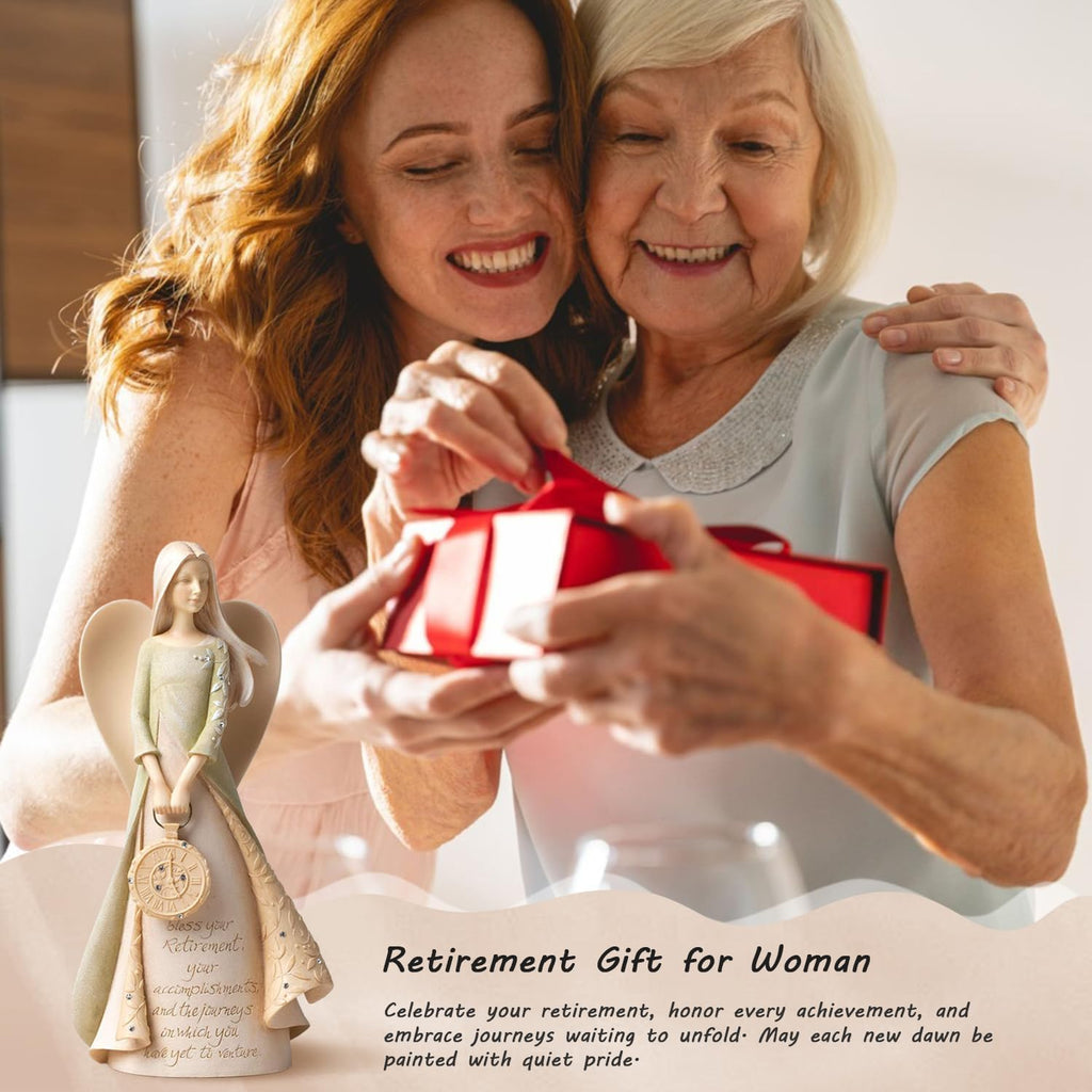 Skiennix Elegant Retirement Angel Figurine Set - 6.5" Gift for Coworkers, Teachers, Nurses & Friends | Perfect Retirement Party Decor