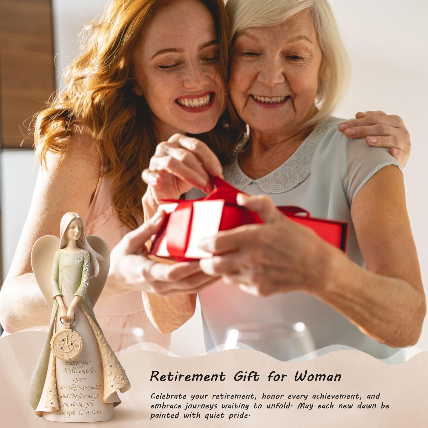 Skiennix Elegant Retirement Angel Figurine Set - 6.5" Gift for Coworkers, Teachers, Nurses & Friends | Perfect Retirement Party Decor
