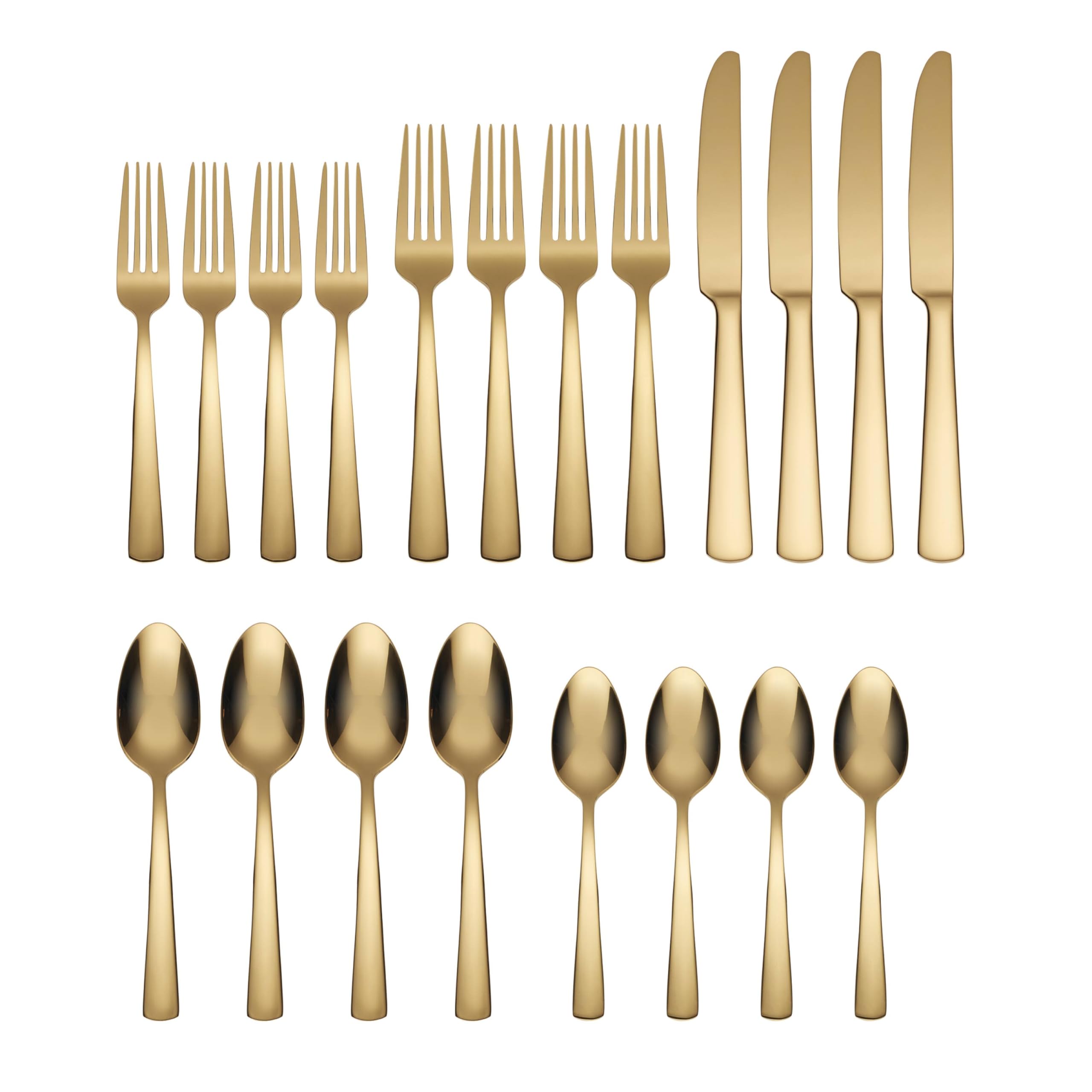 Oneida B1024020AL20 Aptitude Gold 20 Piece Everyday Flatware Set, Service For 4