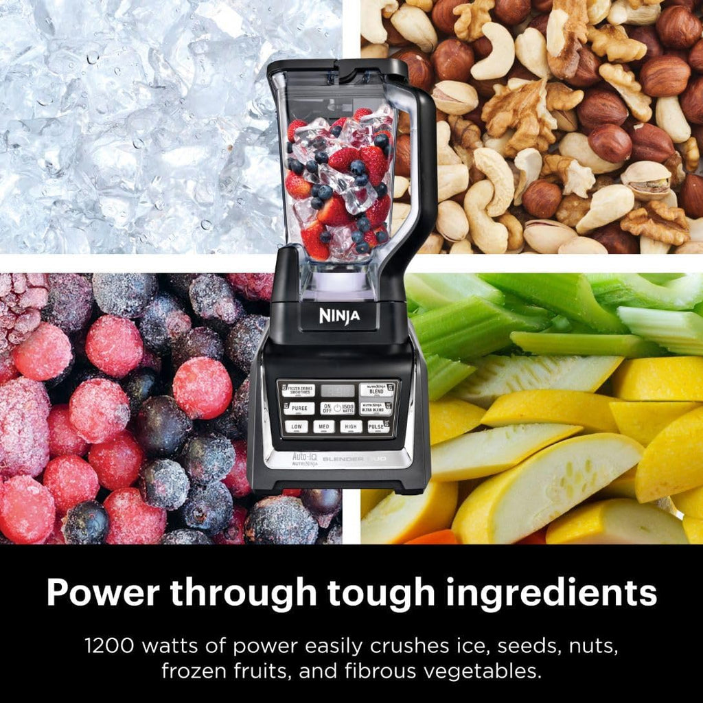 Ninja BL642 Nutri Ninja Blender - 1200W Auto-iQ, 72 oz. Pitcher & 3 To-Go Cups for Smoothies - Black