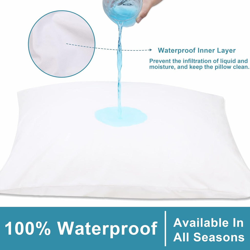 NTBAY Waterproof Pillow Protectors - Super Soft Zippered Covers | 20x26 Inches | Pure White, 4 Pack