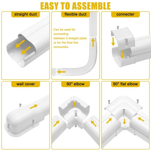 Windspeed Mini Split Line Set Cover 3" 10Ft AC Line Pipe Duct Cover for Outside Units Mini Split Wall , Air Central Conditioner, HAVC and Heat Pumps