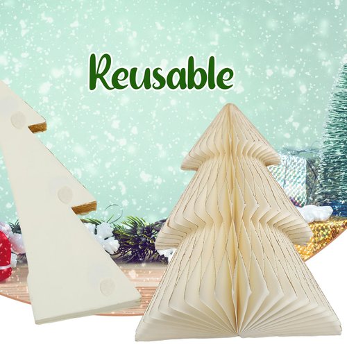 3 Pcs Honeycomb Paper Christmas Tree 8" 10" 12" Modern Christmas Decor 3D Paper Honeycomb Tree for Xmas Mantel Decorations Holiday Xmas Festive Party Supplies(White)
