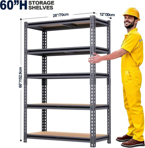 Garage Shelving - Heavy Duty Metal Storage Shelves | 2400 LBS Capacity, Adjustable 12" x 28" x 60"