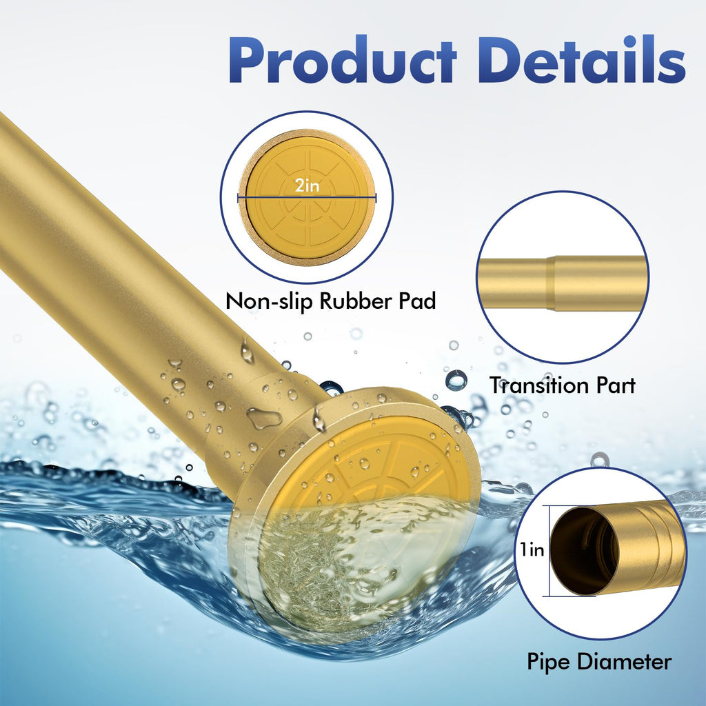 Shower Curtain Rod Adjustable 32"-68", Tension Gold Shower Curtain Rod No Drilling Stainless Steel Rust Proof for RV Bathroom Shower Stall Apartment