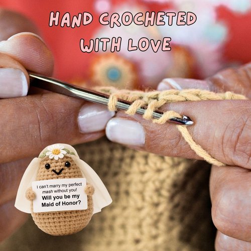 M.O.Q. Bridesmaid Proposal Wedding Party Will You Be My Bridesmaid Maid of Honor Positive Potato Gifts Ideas, Bachelorette, Small Cute Stuff Things, Handmade Crochet (Maid of Honor)