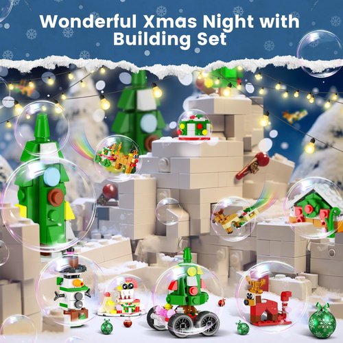Advent Calendar 2025 - Xmas Themed Building Toys - 24 Days Christmas Countdown Calendar, Christmas Stocking Stuffers for 4 5 6 7 8-12 Years Old Boys Girls Kids
