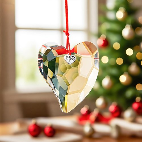 H&D HYALINE & DORA Valentine's Day Heart Ornament Clear Heart Crystal Ornaments 2026 Glass Prism Hanging Ornament for Party Home Wedding Decor