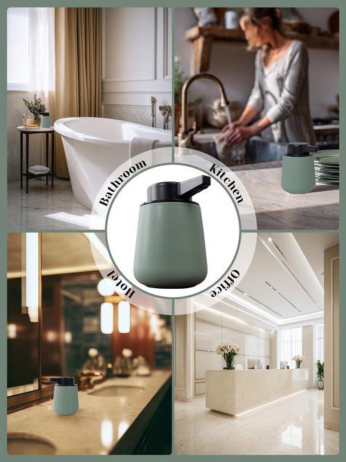 INGOFIN Automatic Soap Dispenser Touchless, Ceramic Auto Liquid Rechargeable Hand Soap Dispenser, Smart Electric Dispenser for Bathroom and Kitchen, Motion Sensor Hands-Free Soap Pump, Green