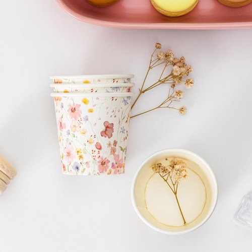 Crisky 3oz Paper Cups Dixie Cup[100 Pack], Disposable Bathroom Cups, Elegant Design Floral Small Mouthwash Cup, Hot/Cold Beverage Coffee, Dessert for Birthday Parties, Home-use, Picnics, Ceremonies