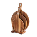 BILL.F Acacia Pizza Peel, Set of 3 Acacia Wood Cutting Board 8" 10" 12" Inch Cutting Board, Cheese Paddle Board, Bread and Crackers Platter for Serving and Minor Food Prepare with Handle and Organizer