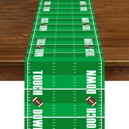 6 Pcs Plastic American Football Court Table Runners, Football Birthday Party Decoration Touch Down Tables Runner Centerpieces Decor for Game Day Boy Men Birthday Supplies, 14in x 108in