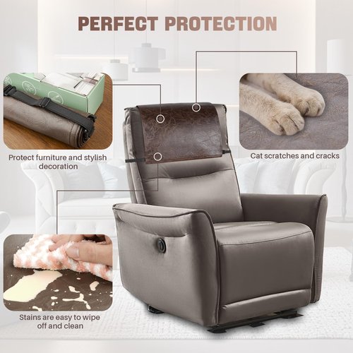 Xmntdo Recliner Headrest Protector,Non Slip Waterproof Headrest Cover,Leather Recliner Headrest Cover for Sofa,Furniture,Living Room,Office Chair 17x27 in(Chocolate Brown)