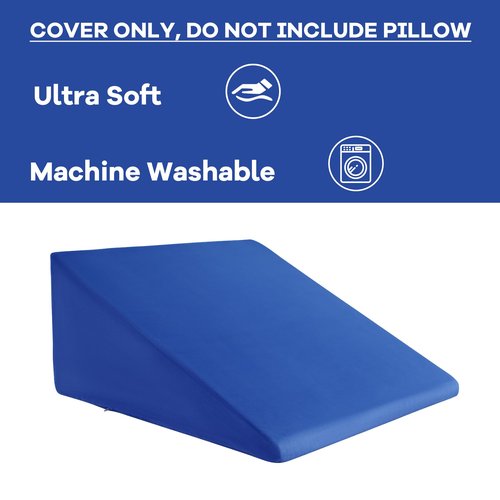 HOMBYS Ultra Soft Velvet Bed Wedge Pillow Cover-Super Soft Fleece Pillowcase with Zipper Design, Removable & Machine Washable Pillowcase, (Blue, 25"x25"x8")