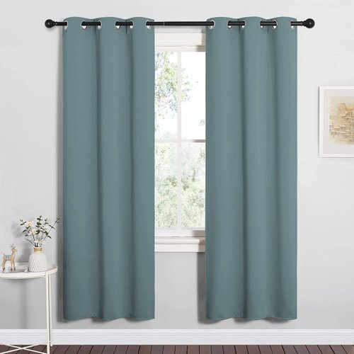 NICETOWN Modern Blackout Curtains - Noise Reducing Thermal Insulated Drapes | Greyish Blue, 2 Panels, W34 x L72-Inch