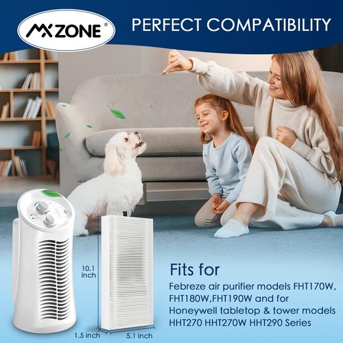 MXZONE True HEPA Filter Replacement Compatible with Febreze FRF102B and Honeywell Filter U, HHT270, HHT290 Series Air Purifier