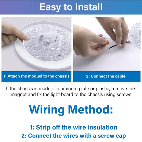 Lustaled 2Pack 36W LED Light Engine Retrofit Kit,6.69inch 3200LM 3CCT 3000K/4000K/5000K Dimmable Ceiling Fan Light Kits,AC 120-130V Ceiling Fan Light Replacement for Ceiling Flush Light