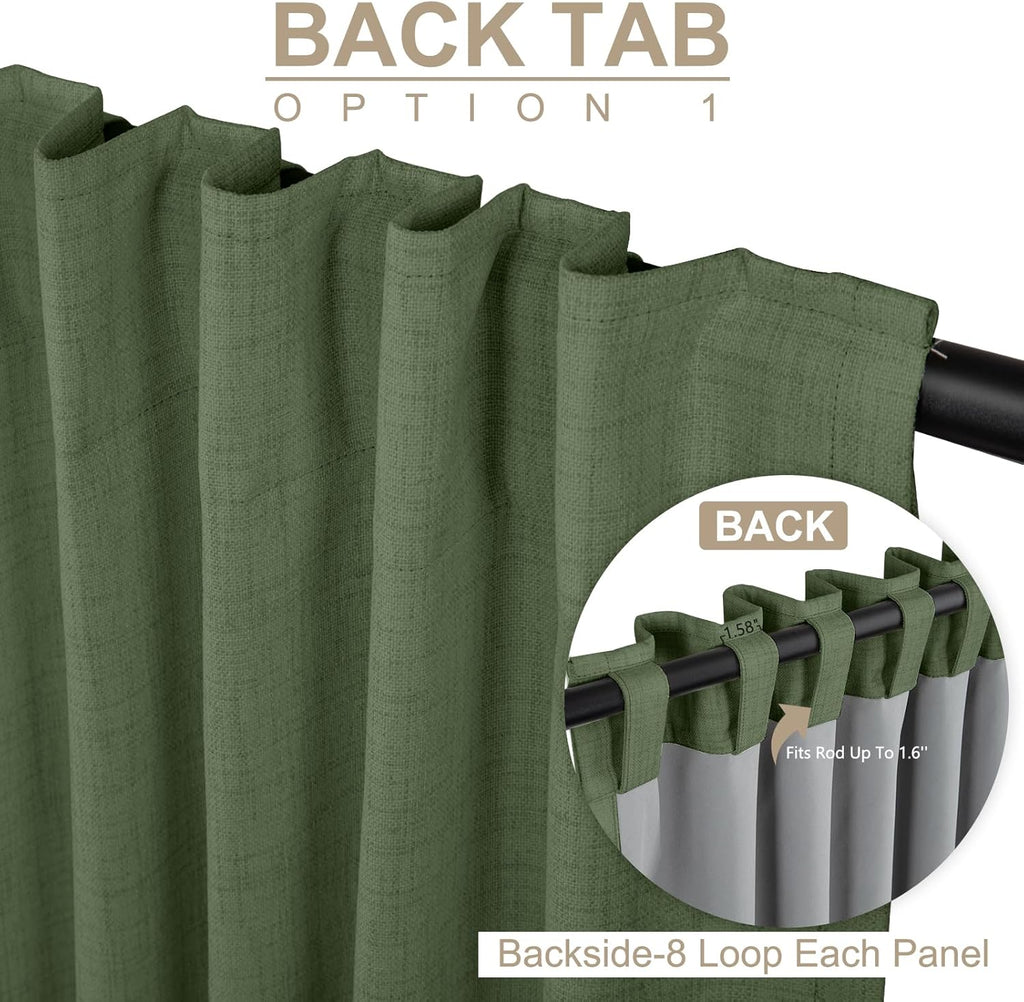 Skiennix Blackout Curtains - 100% Blackout Thermal Insulated Drapes | Olive Green, 50" W x 102" L, 2 Panels Set