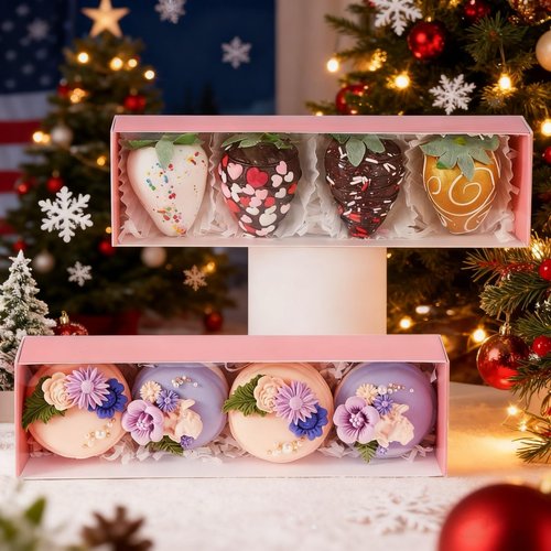 12Pcs 8x2.2x2 Inches Mcaron,Truffle,Chocolate Boxes Empty Bakery Boxes for Chocolate Covered Strawberry,Bonbon,Sweets & Party Favors
