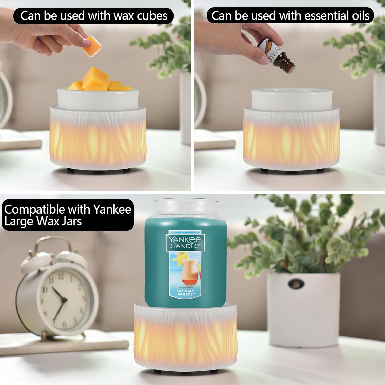 Skiennix Ceramic Wax Melt Warmer - 3-in-1 Electric Fragrance Candle Burner with 7-Color LED Light | Perfect Gift for Home or Office