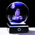 Arikyrist 3D Owl Crystal Ball Figurine - LED Base Night Light | Perfect Gift for Owl Lovers (80mm)