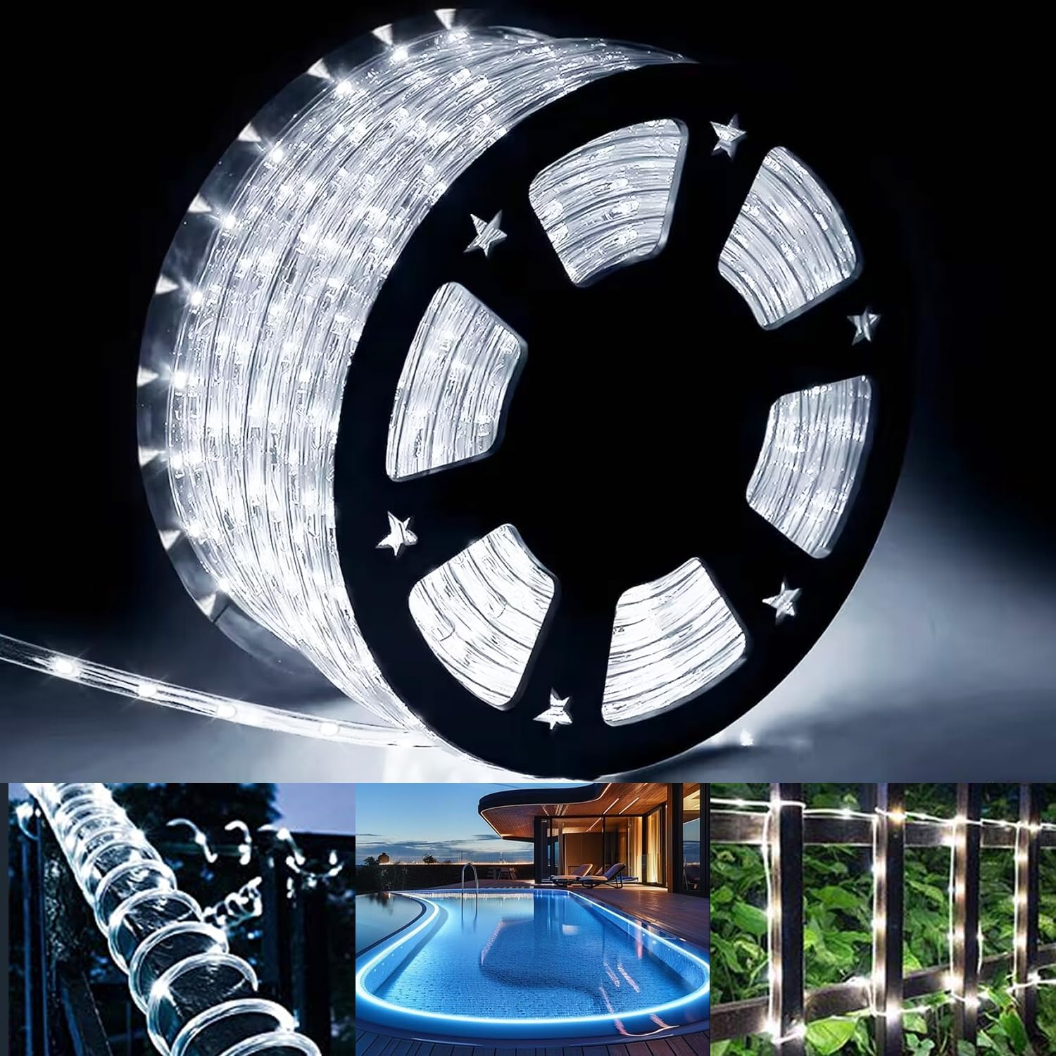 Skiennix 500 LED Outdoor Rope Lights - Waterproof Fairy String Lights for Christmas & Parties | 28M/92ft, 8 Modes