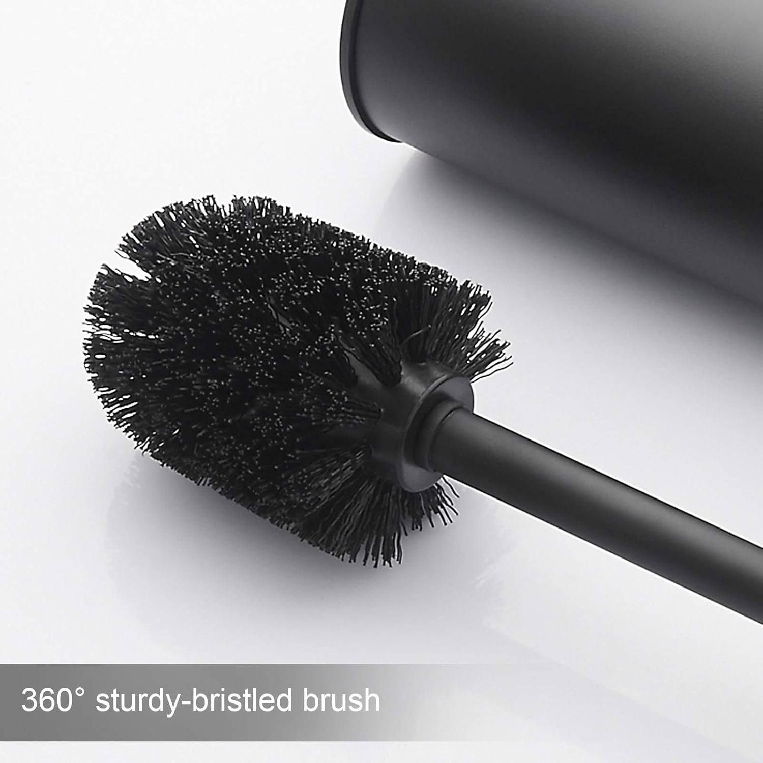 BGL Stainless Steel Toilet Brush - Durable Holder with 2 Black Bristle Heads for Effective Cleaning
