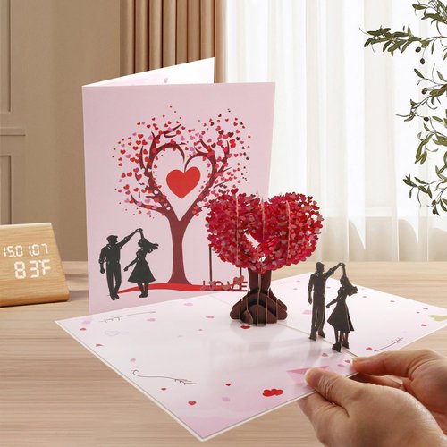 TOSKFJ Romantic 3D Pop Up Love Tree Hearts Card - Ideal Gift for Couple, Wife, Husband, Her & Him | Perfect for Wedding, Anniversary, Valentine's Day, Romantic Birthday, Mother's Day