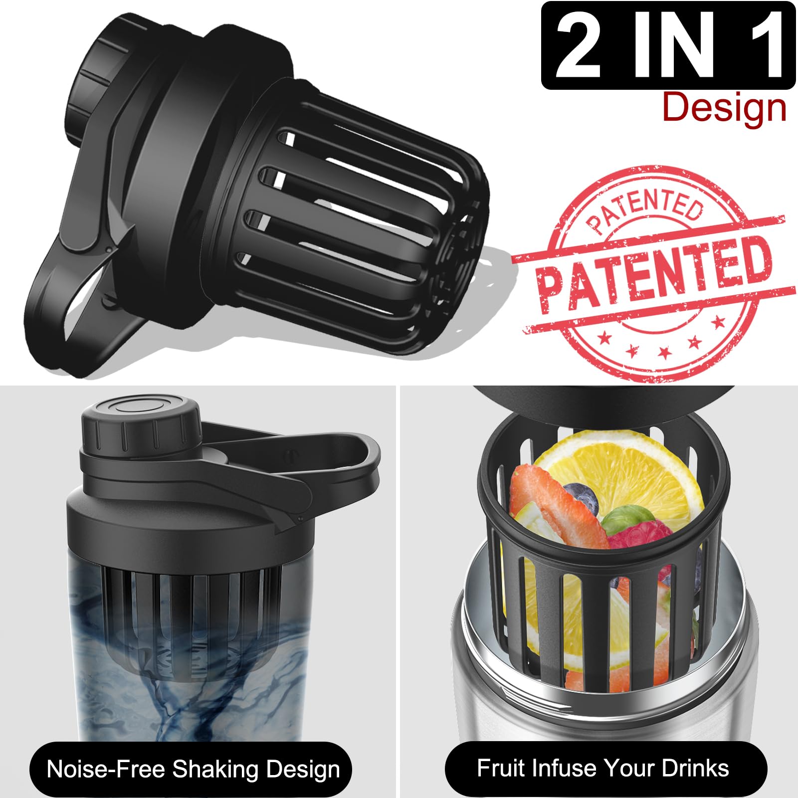 Greatyos Stainless Steel Shaker Bottle with Noise-Free Design - Patented 24 oz Insulated Metal Shakers Bottles Cup for Protein Mixes and Pre Workout 100% Leak Proof (Camouflage Flag)