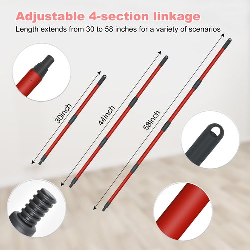 Mop Handle Mop Replace Heads and Mop Base Brush Replacement for O Cedar EasyWring 1-Tank System Include 3 Spin Mop Replacement Head, 4-Section Mop Handles, 1 Base and 1 Scrub Brush Combo