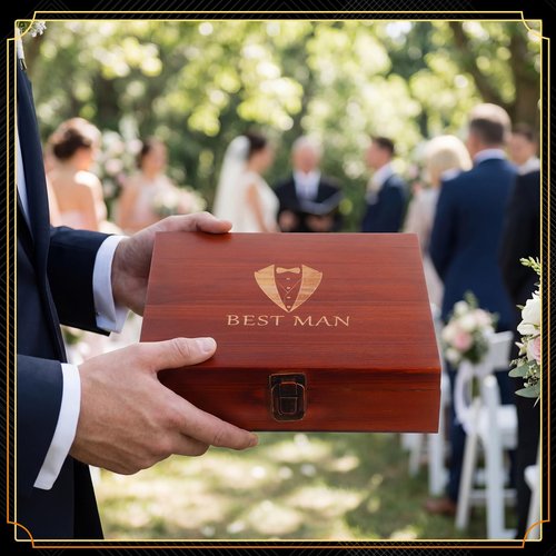 Acellegic 42 Pcs Groomsmen Gifts Set of 6, Groomsmen Proposal Box with Flasks Sunglasses Pine Box Funnel Bottle Opener Small Wooden Cups for Wedding Best Groomsman Man Gift