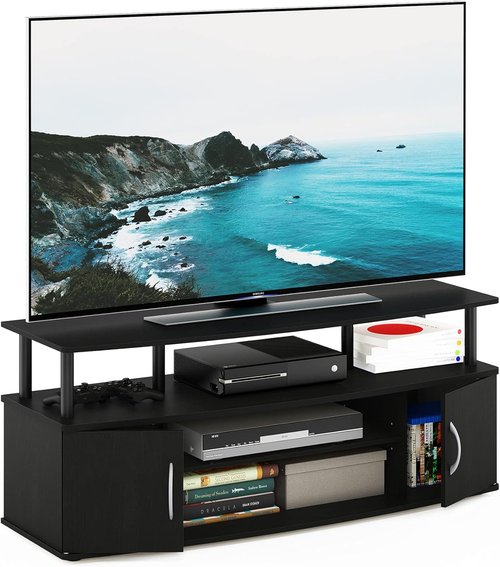 Furinno JAYA Large TV Stand - Stylish Entertainment Center for TVs Up to 55 Inches | Blackwood Finish