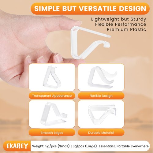 24 Pieces Clear Tablecloth Clips, Durable Plastic Table Cover Holders, Windproof Transparent Clamps for Securing Tablecloths Indoor Outdoor Party, Wedding, Christmas Event, Picnic, Camping (24, Large)