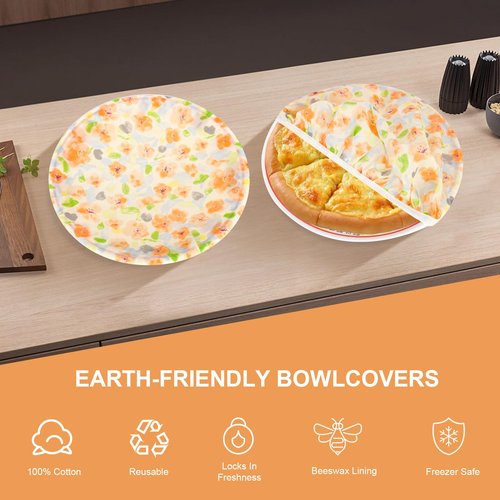 BERBAM Reusable Bowl Covers for Bread Proofing（2 Large）- Cotton Beeswax Bowl Covers Reusable with Elastic Rim, Sourdough Bowl Cover for Food Storage and Food Preservation (10INCH)