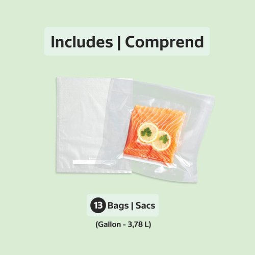 FoodSaver 1-Gallon Precut Vacuum Seal Bags - BPA-Free Multilayer for Food Preservation & Sous Vide, 13 Count | Clear