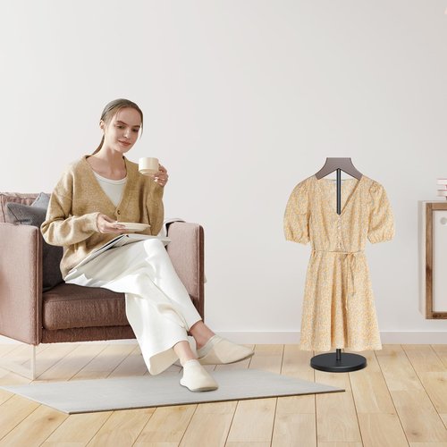 OLV 2 Pack Shirt Display Stand, 18-34 Inch Height Adjustable Mannequin Torso Stand Dress Form for Vendors Shop, T Shirt Display Jacket Coat Hanger Steaming Clothes Holder, Brown