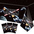 3 Pieces Space Battleship Wars Themed Birthday Party Decorations Tablecloth, Large Size 54 x 108 Inch Rectangular Plastic Table Cloth Star Galaxy Universe Starship for Boys Kids Party Decorations