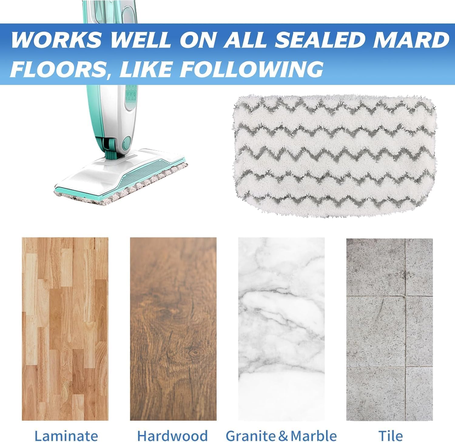 Shark 6 Pack Steam Mop Replacement Pads - Durable Microfiber, Washable for Pet Owners & Families