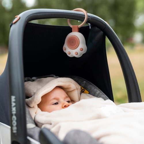 HEYAXA Portable Sound Machine for Baby and Kids | White Noise Machine with 33 Soothing Sounds for Stroller, Car Seat, Travel | 15-Hour Battery | Baby Sleep Soother for Registry and Shower Gift (Pink)