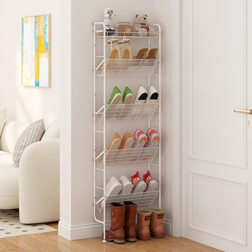bukfen Narrow Spice Organizers, Slim Behind The Door Organizers,5-Tier Narrow Bathroom Shelf,Slim Corner Shelf,Space-Saving Multi Functional Storage,Spice Racks