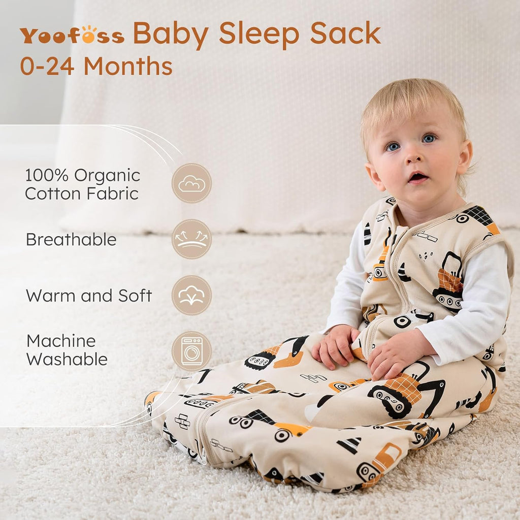 Yoofoss Baby Sleep Sack | 1.5 Tog Wearable Blanket for 6-12 Months | Soft Organic Cotton, 2-Way Zipper